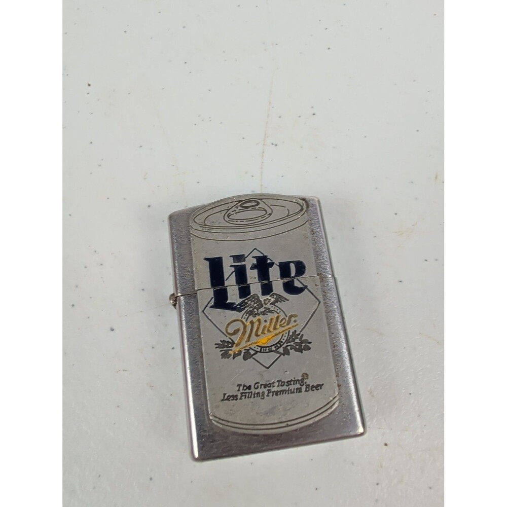 Vintage Miller Lite Beer Novelty Lighter Case With Authentic 1994 Zippo Insert